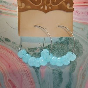 Baby blue boho elegant earrings hoops, hoop hippie